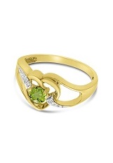handsome 14k gold diamond heart peridot gemstone baby birthstone ring